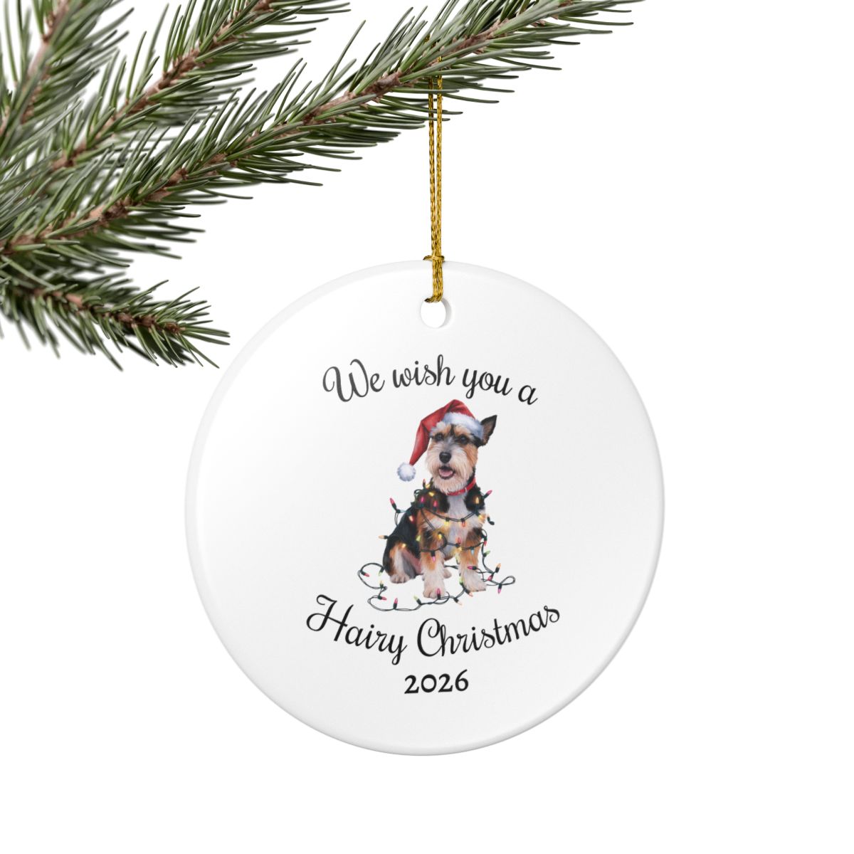 Christmas Norfolk Terrier Ornament, Christmas Lights Dog Keepsake
