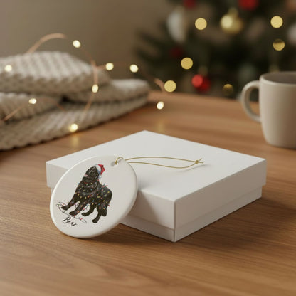 Black Newfoundland Ornament, Personalized Dog Keepsake