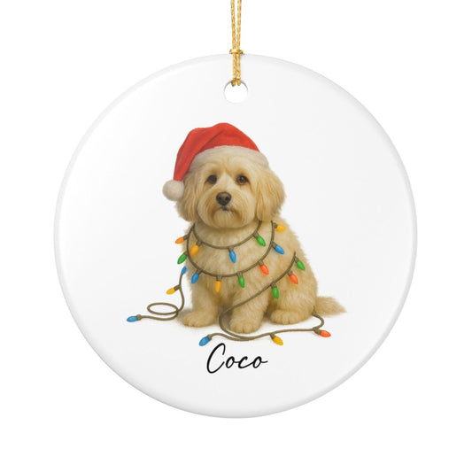 Personalized Cream Havanese Christmas Ornament, Ceramic Dog Lover Gift, Holiday Pet Keepsake Tree Decor