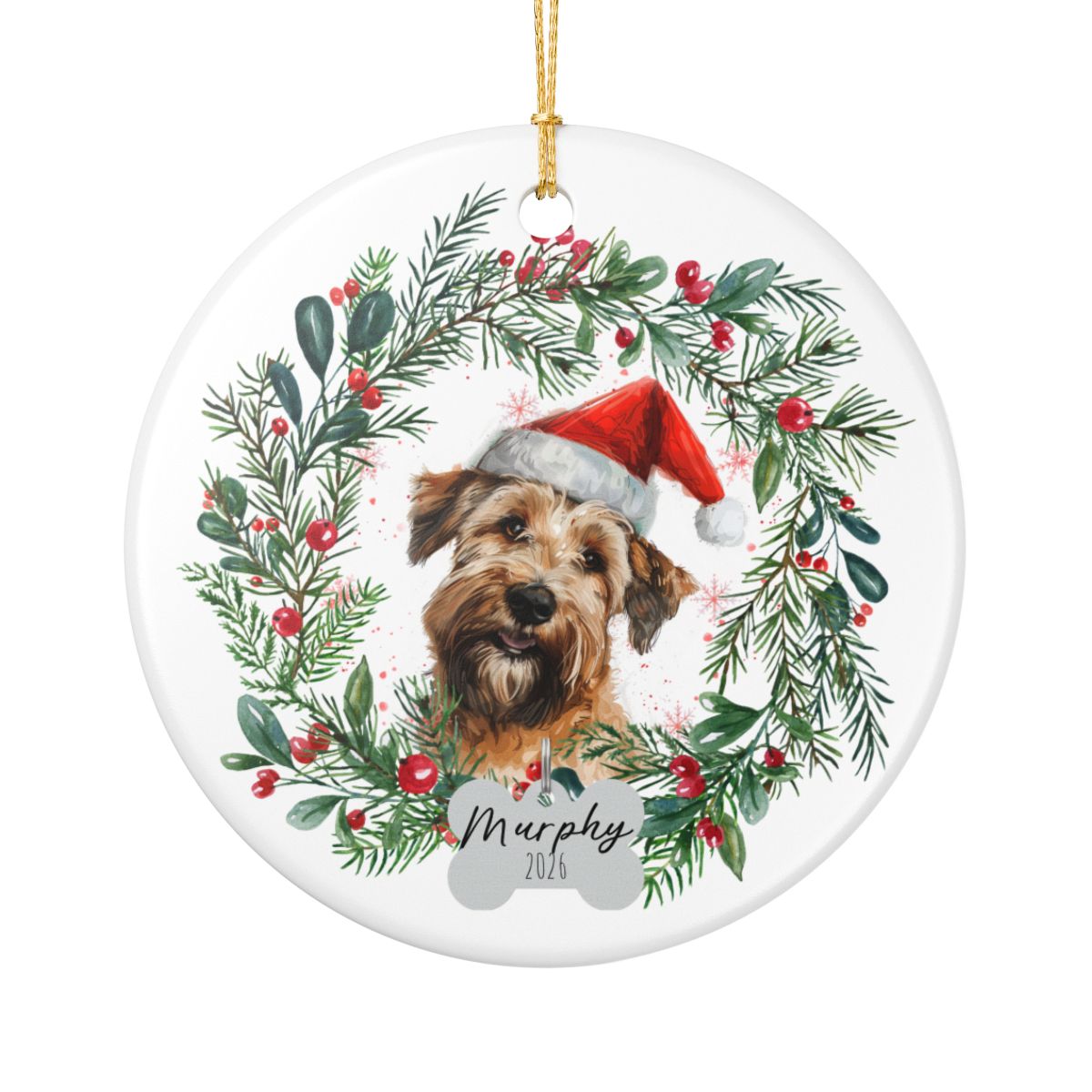 Personalized Soft Coated Wheaten Terrier Christmas Ornament