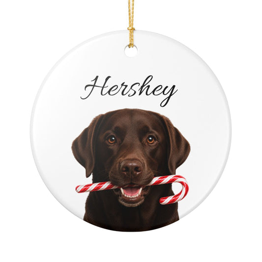 Personalized Chocolate Lab Candy Cane Ornament