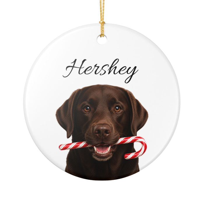 Personalized Chocolate Lab Candy Cane Ornament