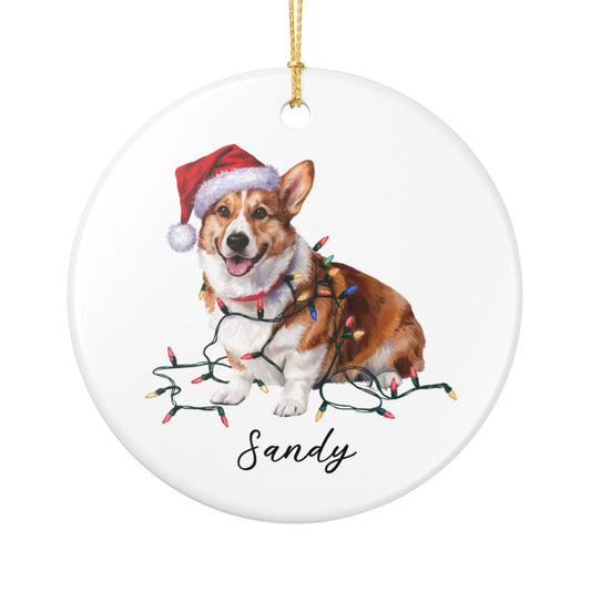Personalized Corgi Ornament, Ceramic Christmas Tree Decor, Festive Pet Lover Gift