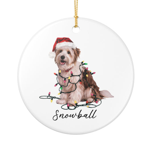 Personalized Coton de Tulear Dog Ornament, Custom Pet Christmas Keepsake, Ceramic Tree Decor