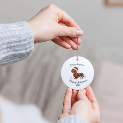 Red Dachshund Christmas Lights Ornament