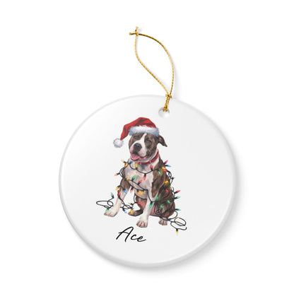 Personalized Pitbull Dog Ornament, Custom Ceramic Pet Keepsake