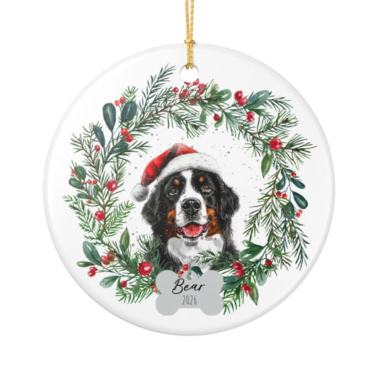 Personalized Bernese Mountain Dog Christmas Ornament