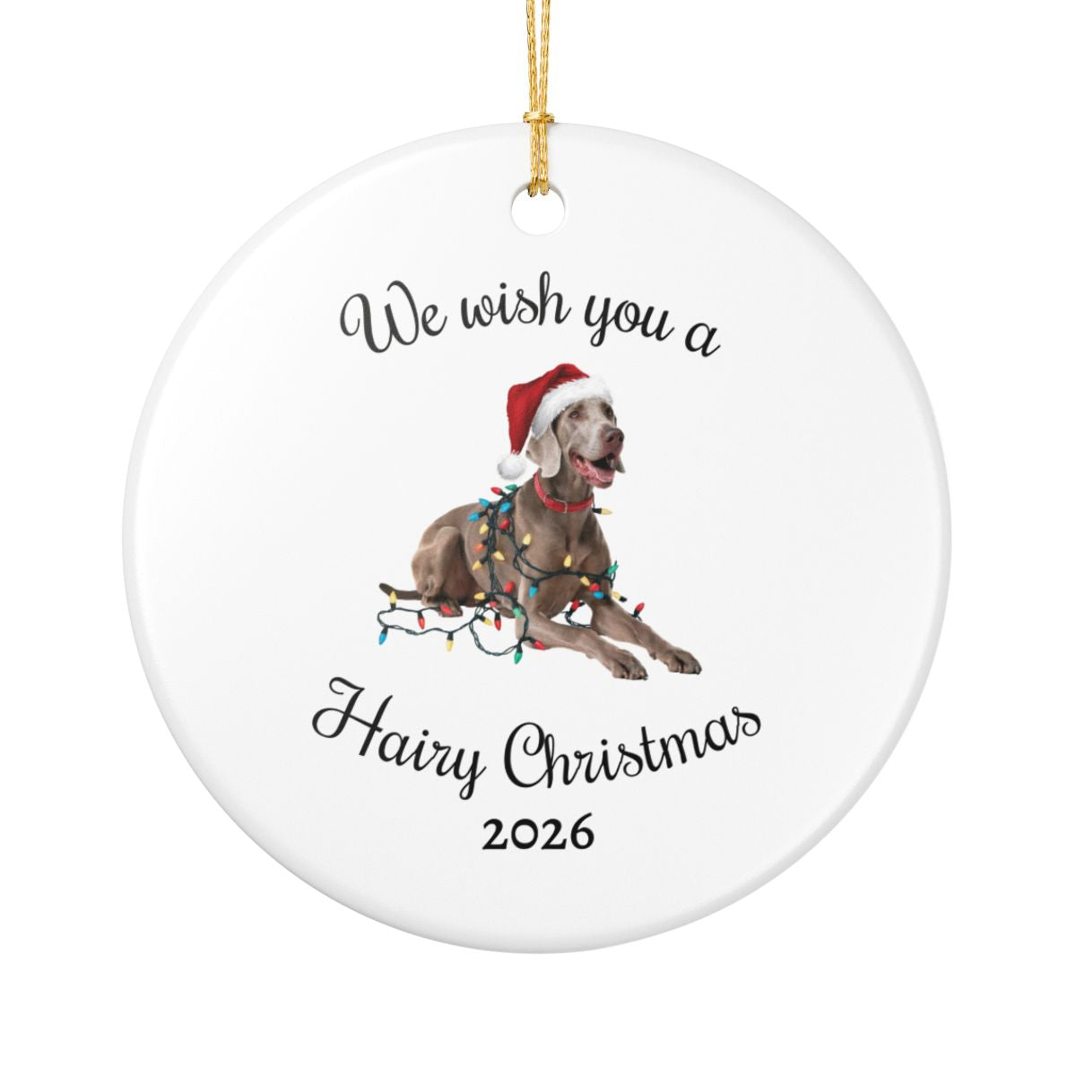 Christmas Weimaraner Ornament, Christmas Lights Dog Keepsake