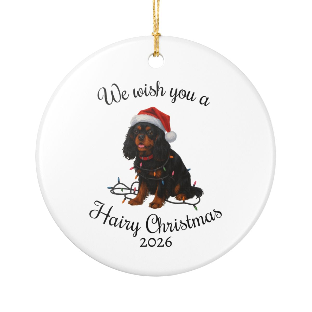 Black and Tan Cavalier King Charles Spaniel Ornament, Funny Dog Lover Gift, Pet Holiday