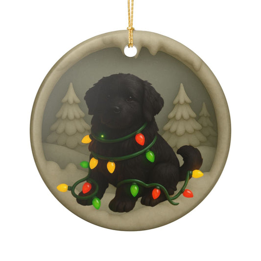 Personalized Black Newfoundland Christmas 3D Clay-Style Ornament