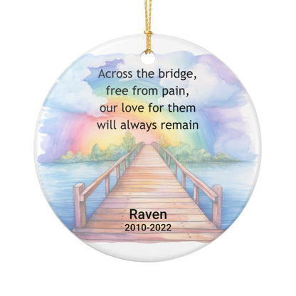Pet Memorial Two-Sided Ornament, Rainbow Bridge Keepsake, Dog Cat Loss Sympathy Gift