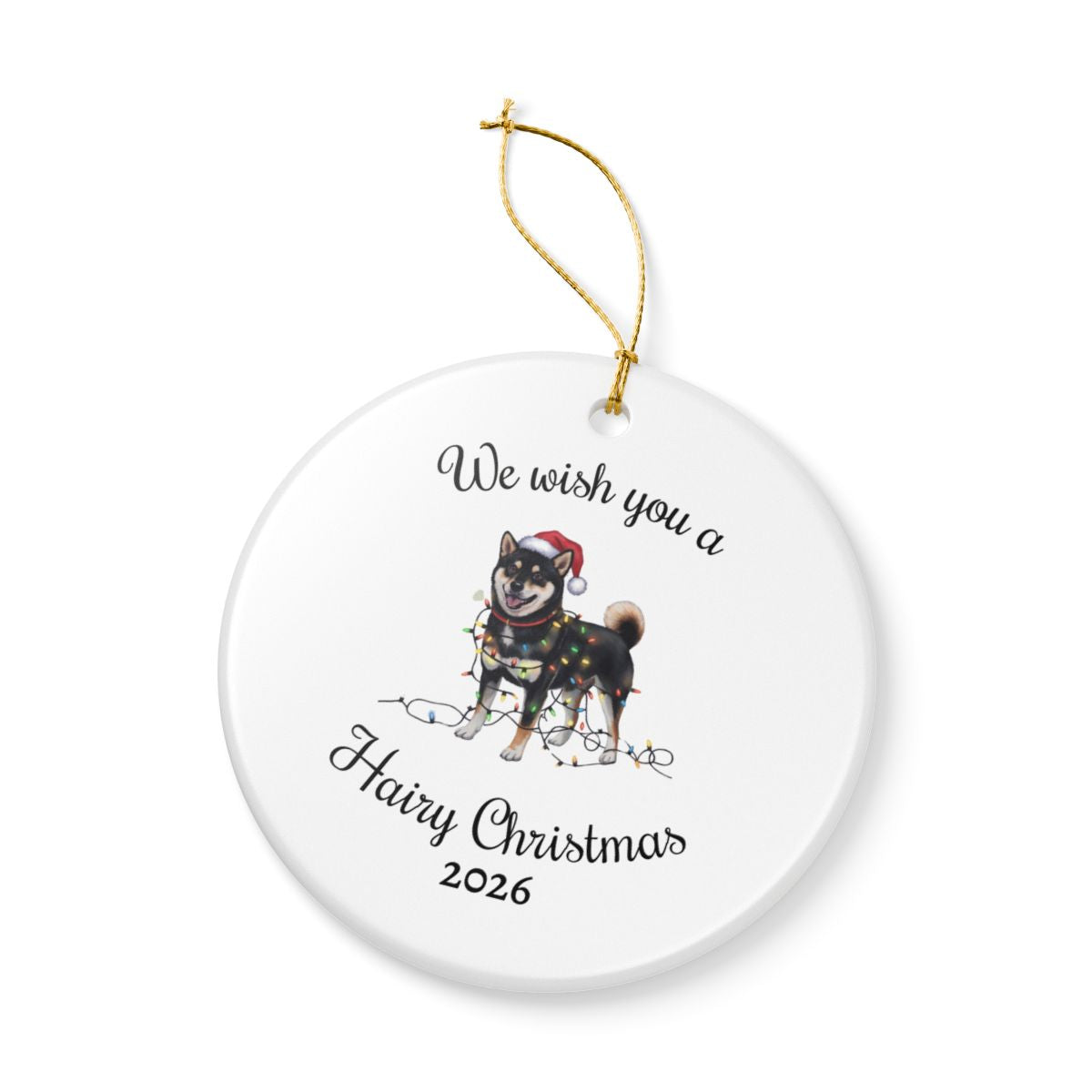 Christmas Black Shiba Inu Ornament, Christmas Lights Dog Keepsake