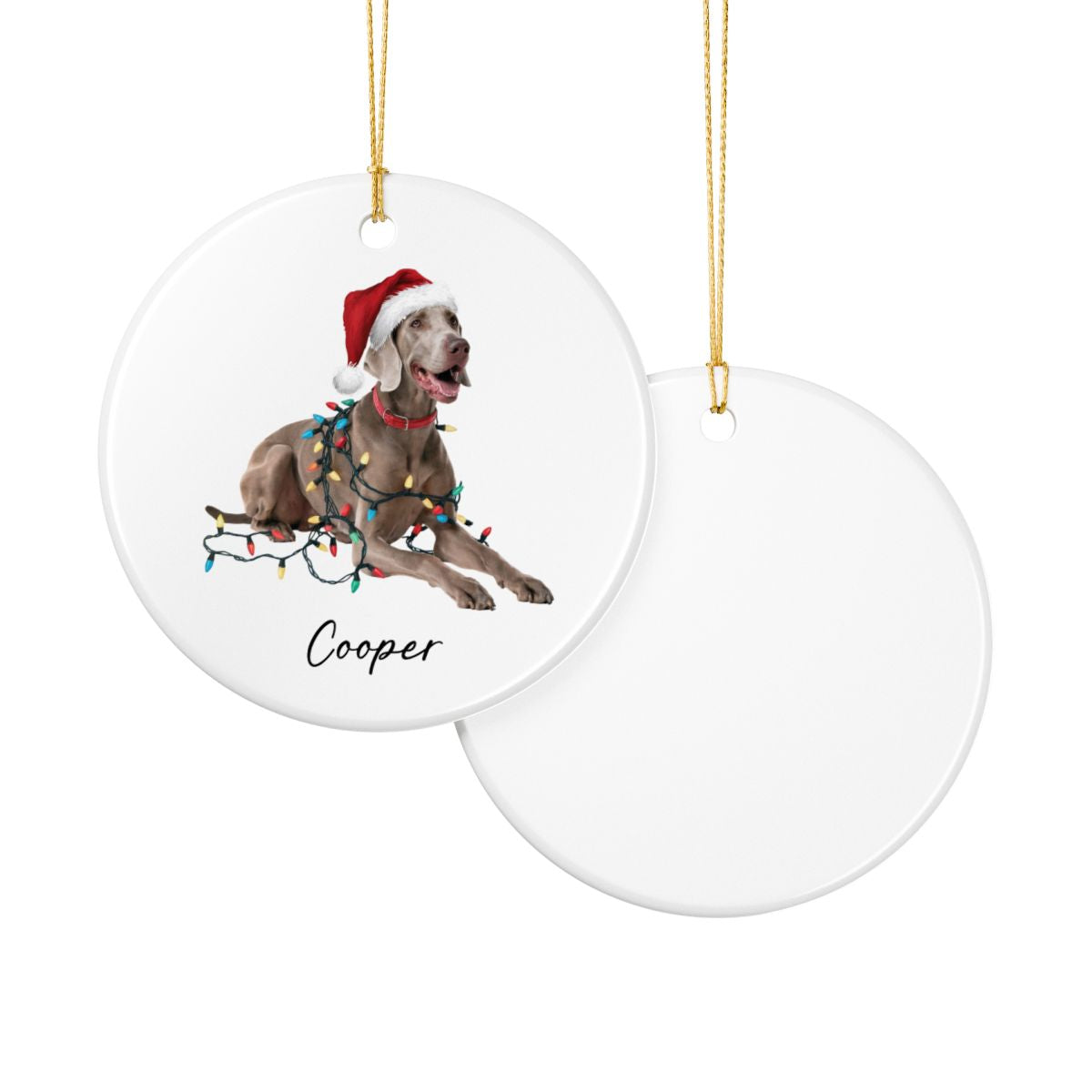 Weimaraner Ornament, Personalized Christmas Dog Gift