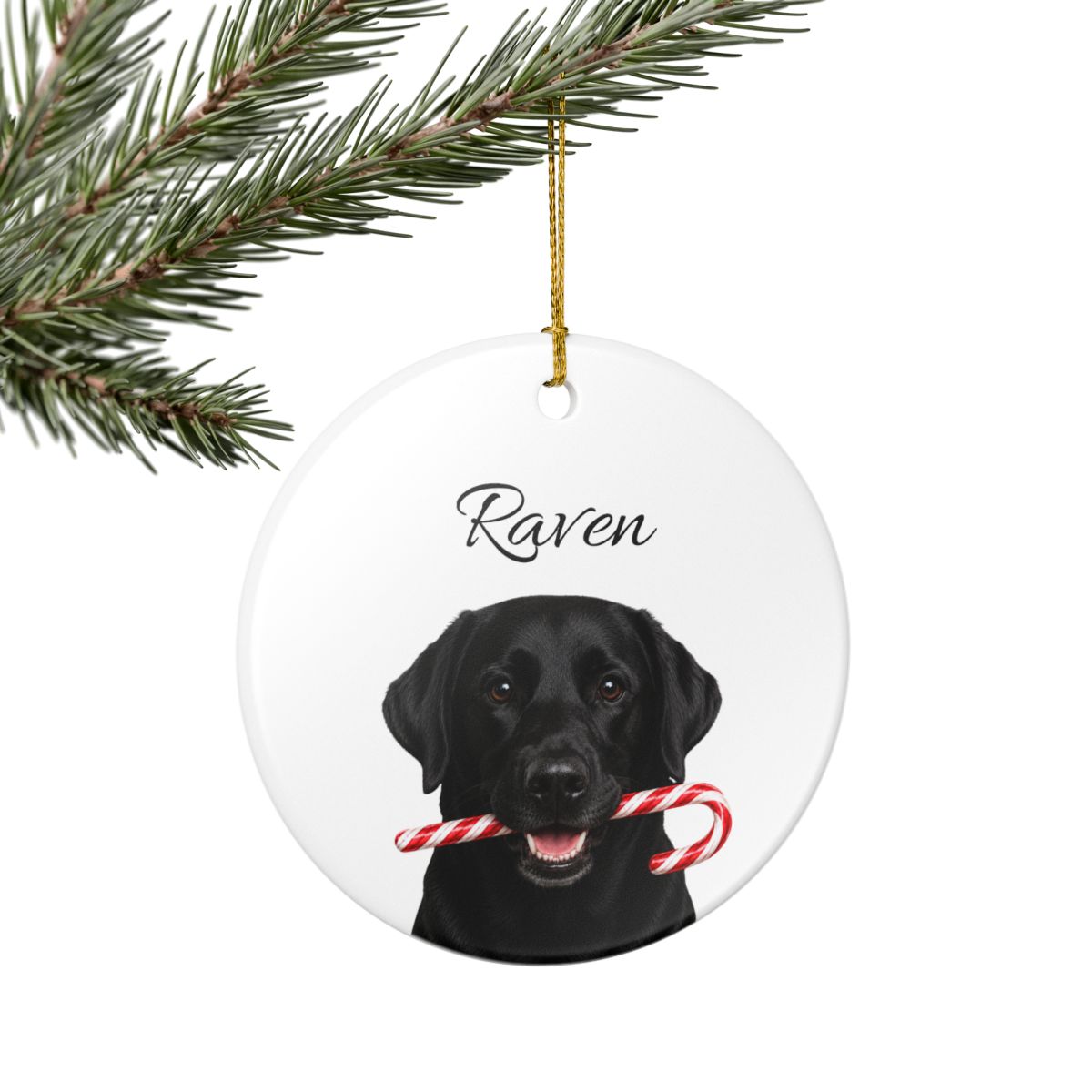 Personalized Black Lab Ornament, Custom Dog Name Christmas Ornament, Labrador Retriever Gift, Dog Lover Gift
