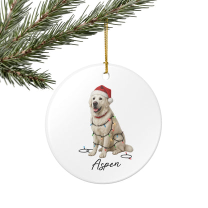 Personalized English Cream Golden Retriever Christmas Lights Ornament