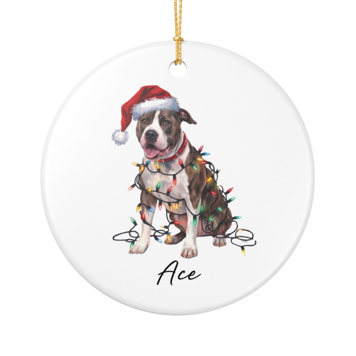 Personalized Pitbull Dog Ornament, Custom Ceramic Pet Keepsake