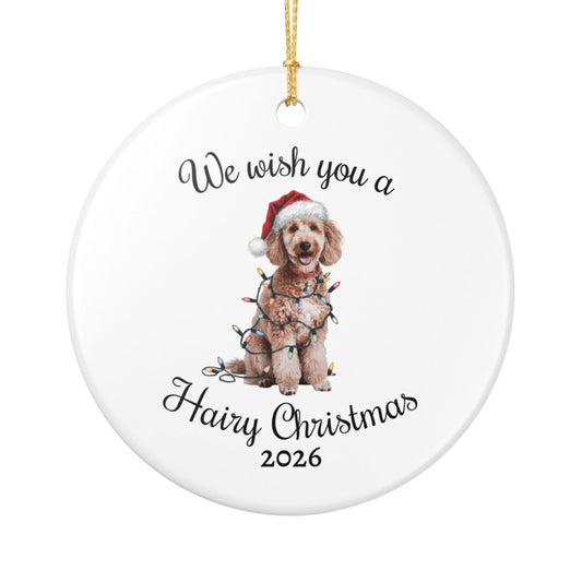 Christmas Poodle Ornament, Christmas Lights Dog Keepsake