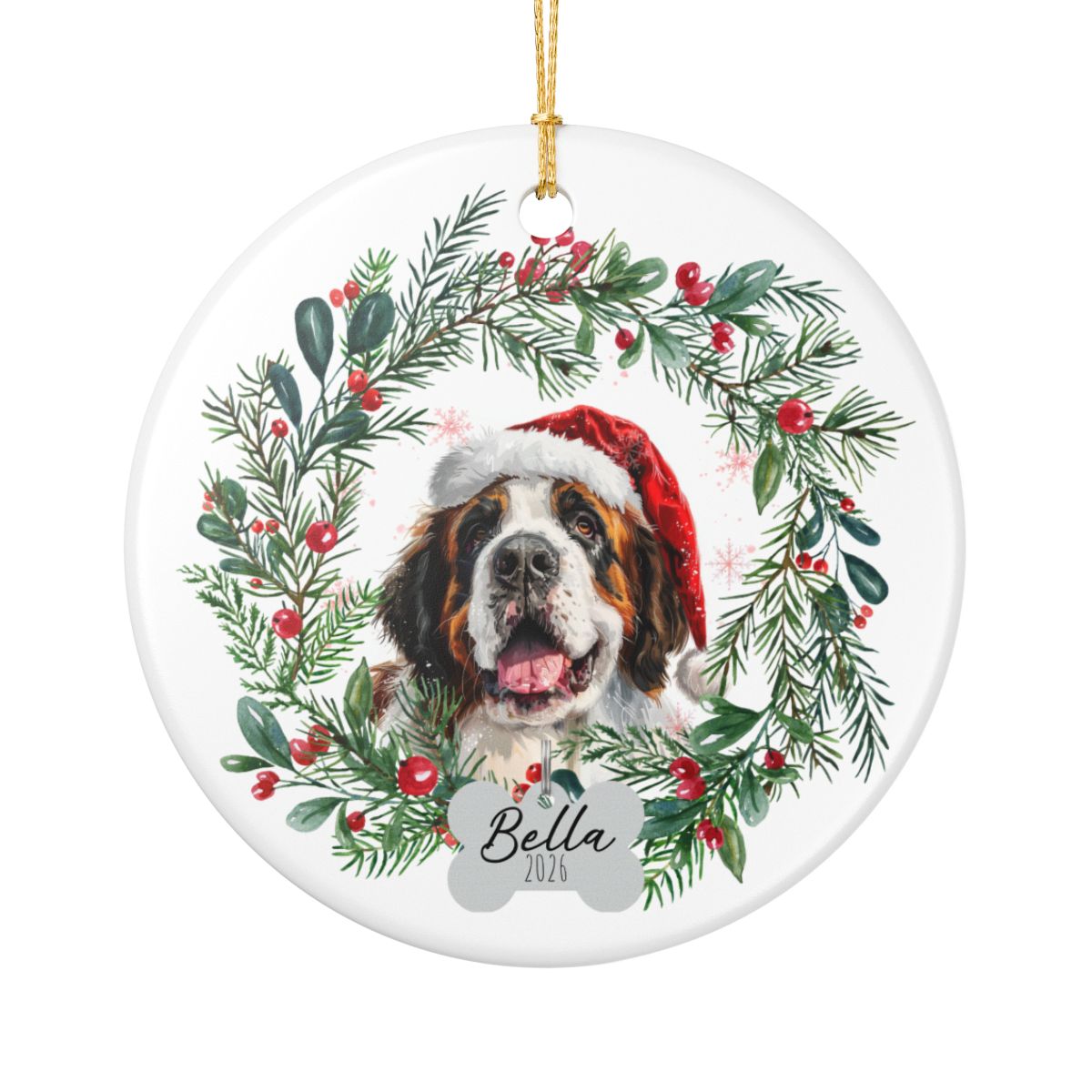 Personalized Saint Bernard Christmas Ornament
