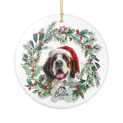Personalized Saint Bernard Christmas Ornament