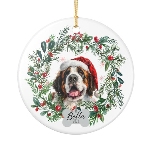 Personalized Saint Bernard Christmas Ornament