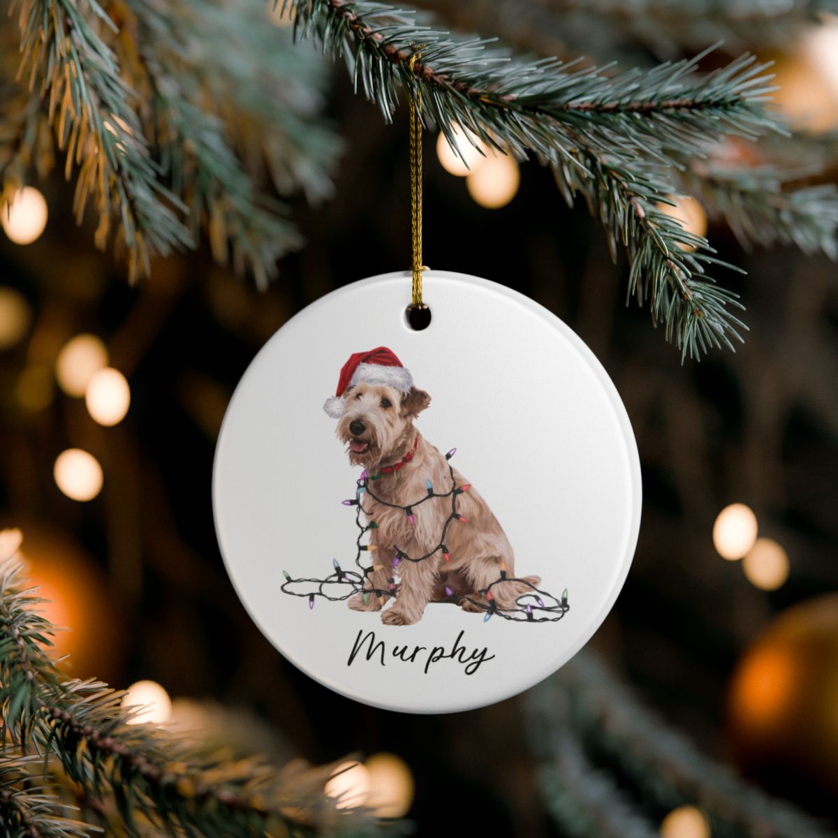 Soft Coated Wheaten Terrier Ornament, Personalized Christmas Decor