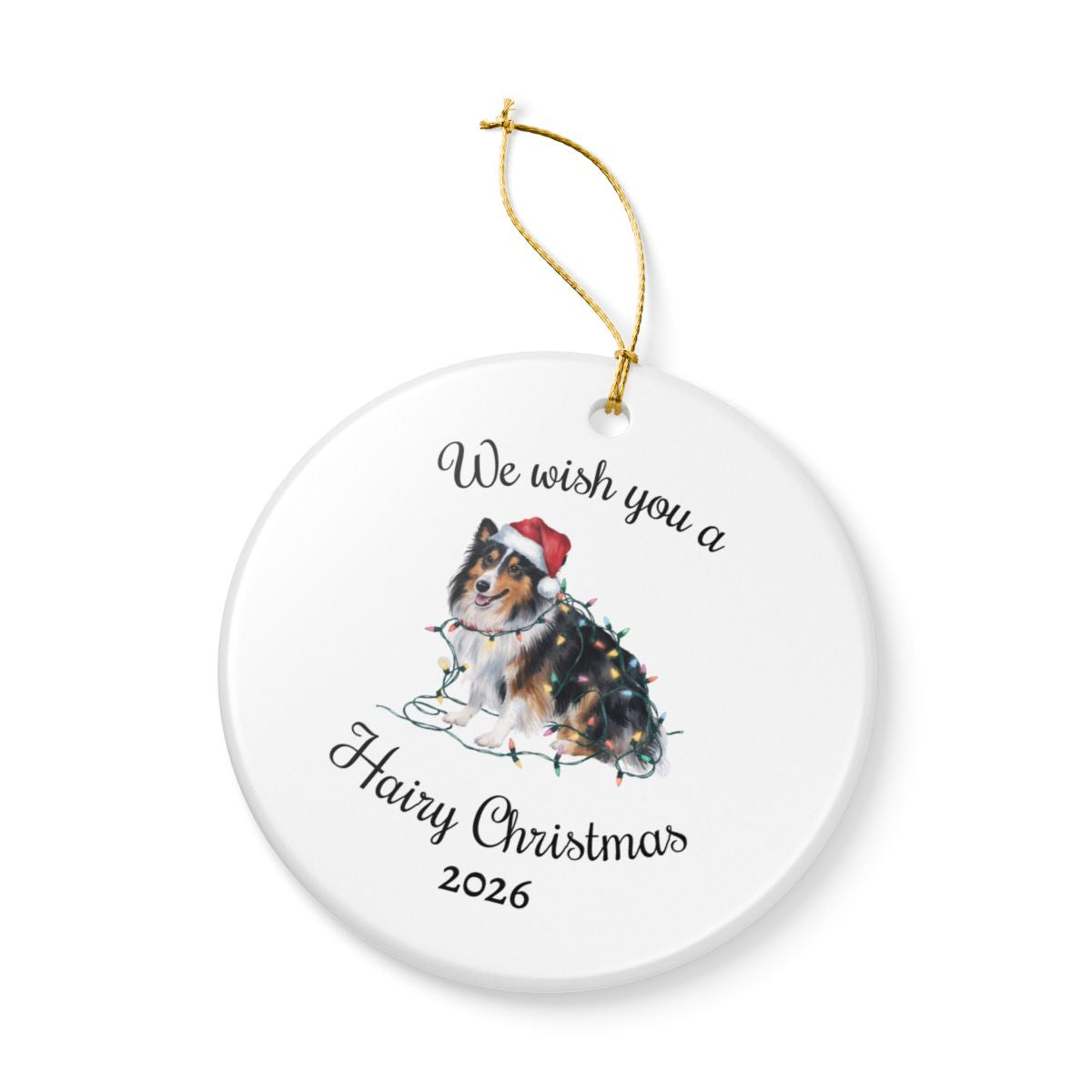 Christmas Sheltie Ornament, Christmas Lights Dog Keepsake