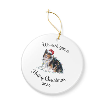 Christmas Sheltie Ornament, Christmas Lights Dog Keepsake