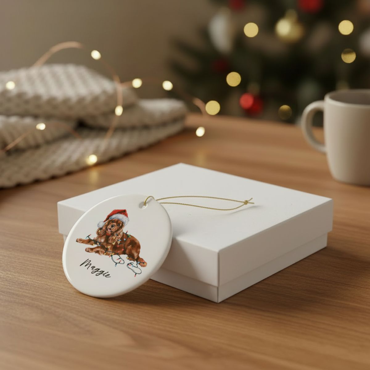 Ruby Cavalier King Charles Spaniel Ornament, Personalized Dog Christmas Decoration, Pet Lover Gift, Custom Holiday Decor