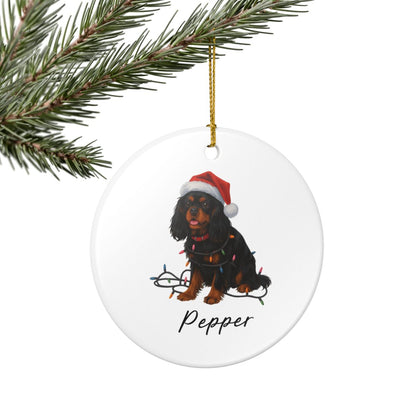 Personalized Black and Tan Cavalier King Charles Spaniel Ornament, Custom Dog Christmas Ornament, Cavalier Lover Gift