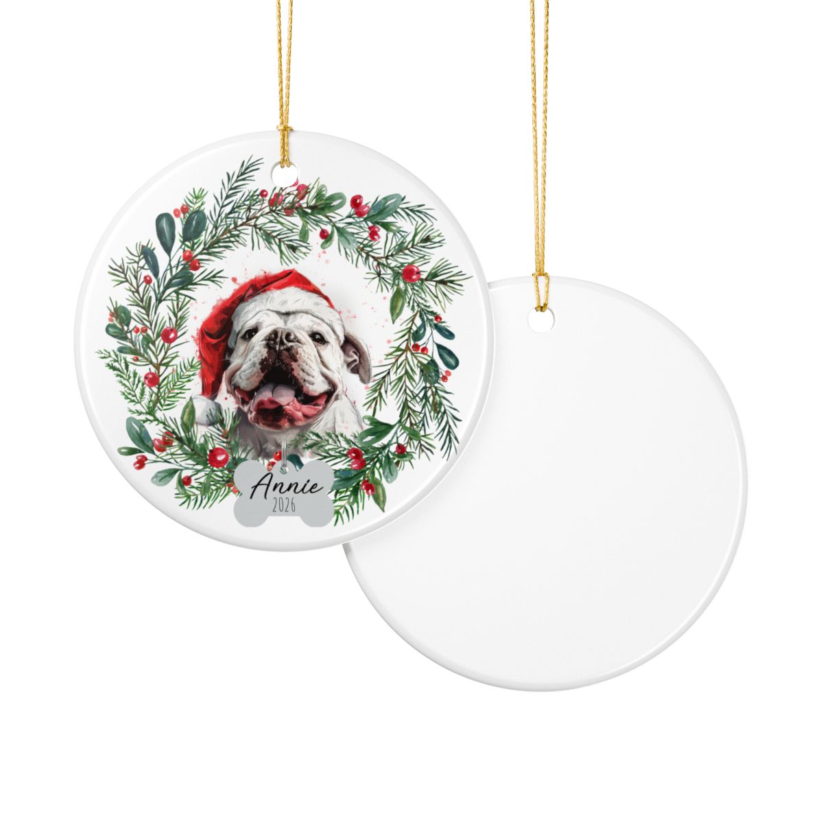 Personalized Bulldog Christmas Ornament