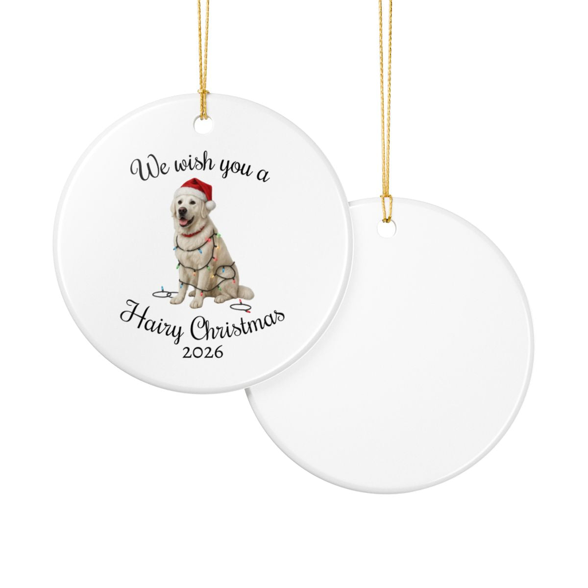 English Cream Golden Retriever We Wish You a Hairy Christmas Ornament