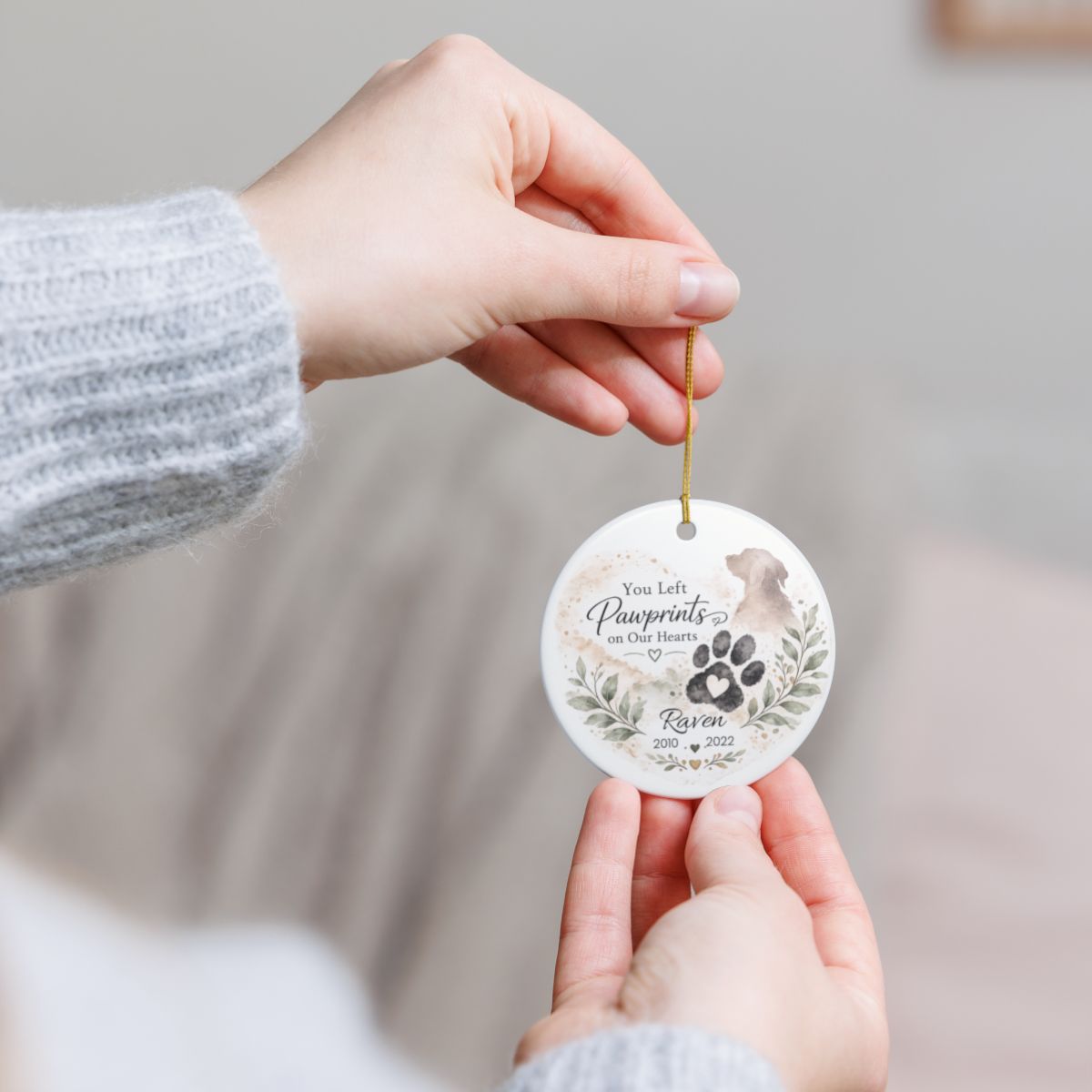 Personalized Pet Memorial Ornament, Custom Dog Loss Christmas Keepsake Gift