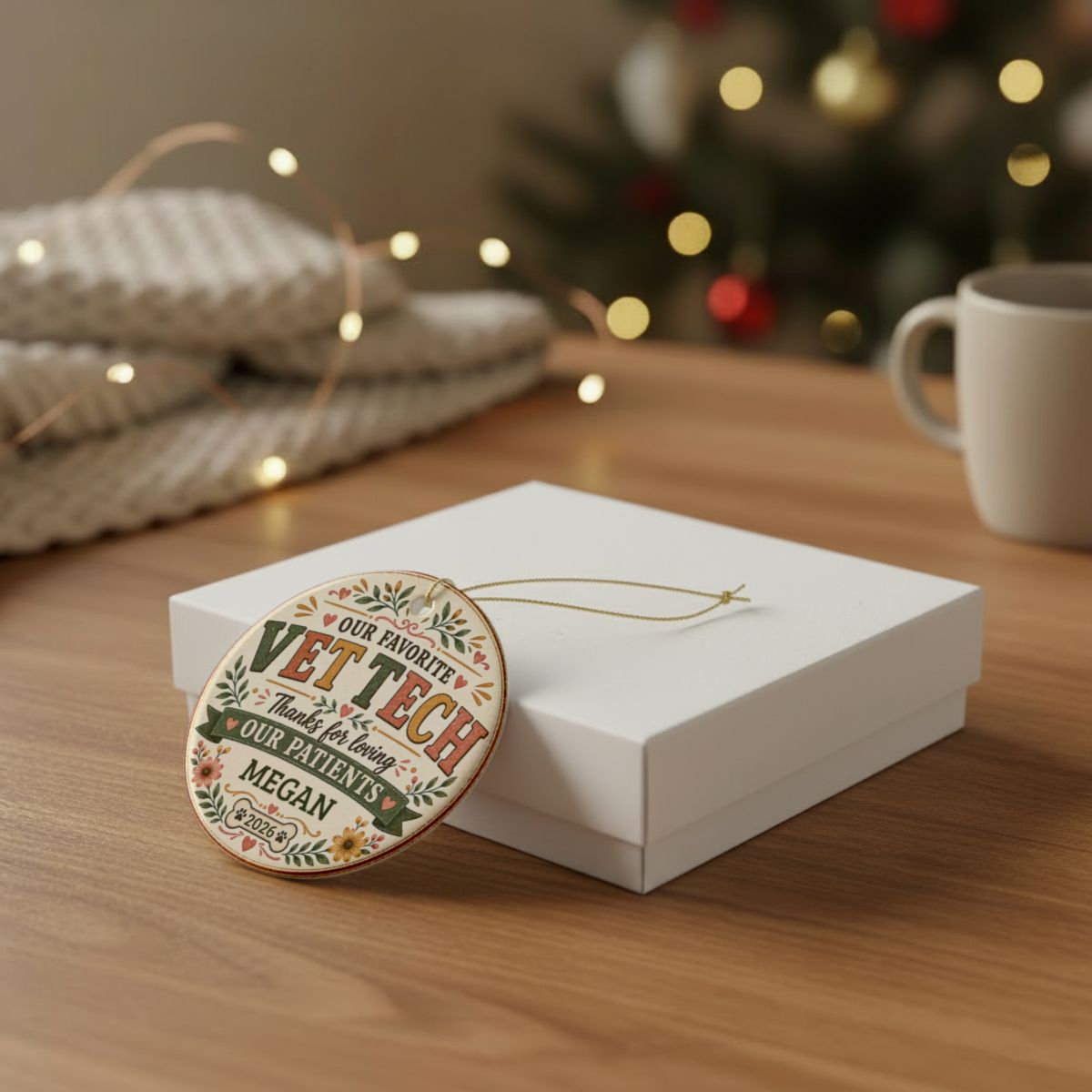 Personalized Vet Tech Ornament, Veterinary Technician Gift, Vet Clinic Coworker Christmas Gift