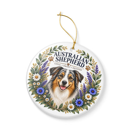 Australian Shepherd Ornament, Aussie Dog Lover Gift, Floral Breed Keepsake, Dog Mom Gift