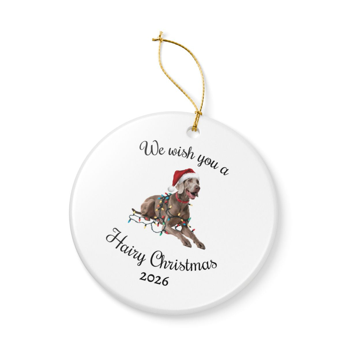 Christmas Weimaraner Ornament, Christmas Lights Dog Keepsake