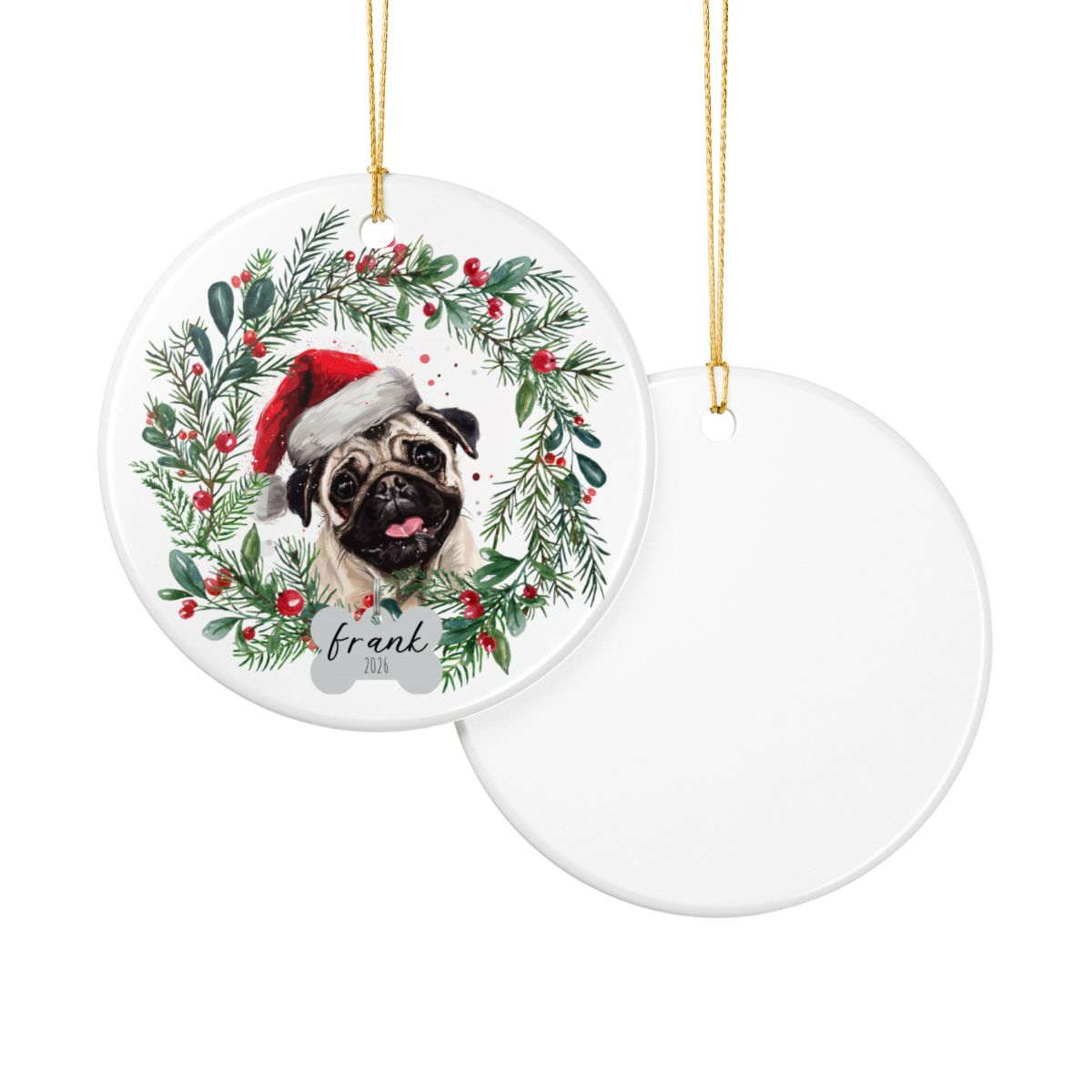 Personalized Pug Christmas Ornament