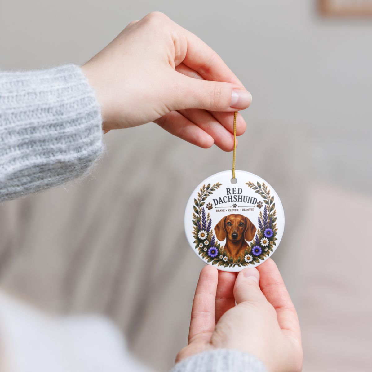 Red Dachshund Ornament, Dachshund Lover Gift, Doxie Mom Gift, Wiener Dog Keepsake