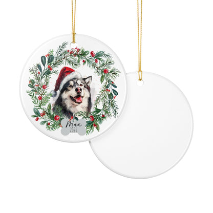 Personalized Alaskan Malamute Christmas Ornament, Custom Dog Name Ornament, Malamute Gift for Dog Lovers