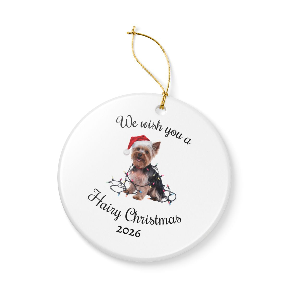 Christmas Yorkshire Terrier Ornament, Christmas Lights Dog Keepsake