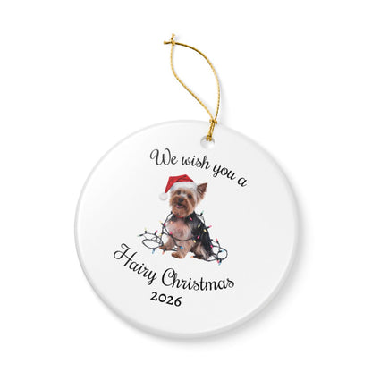 Christmas Yorkshire Terrier Ornament, Christmas Lights Dog Keepsake