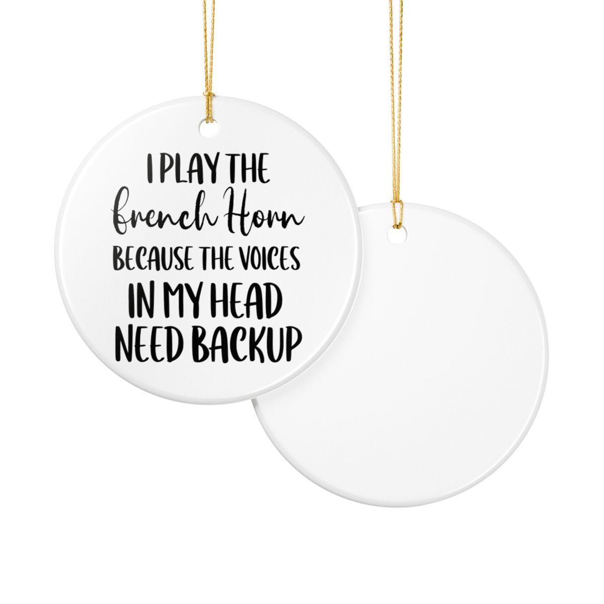 French Horn Ornament, Ceramic Musician Gift