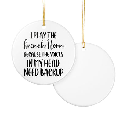 French Horn Ornament, Ceramic Musician Gift