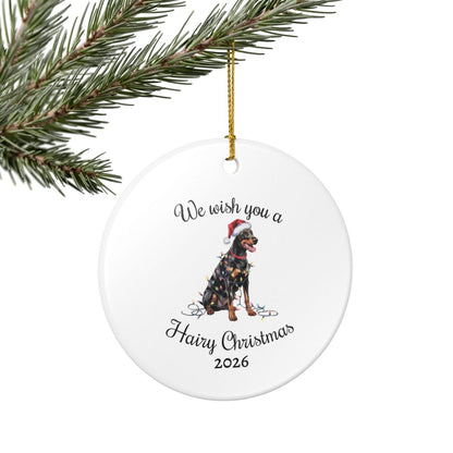 Christmas Doberman Ornament, Christmas Lights Dog Keepsake