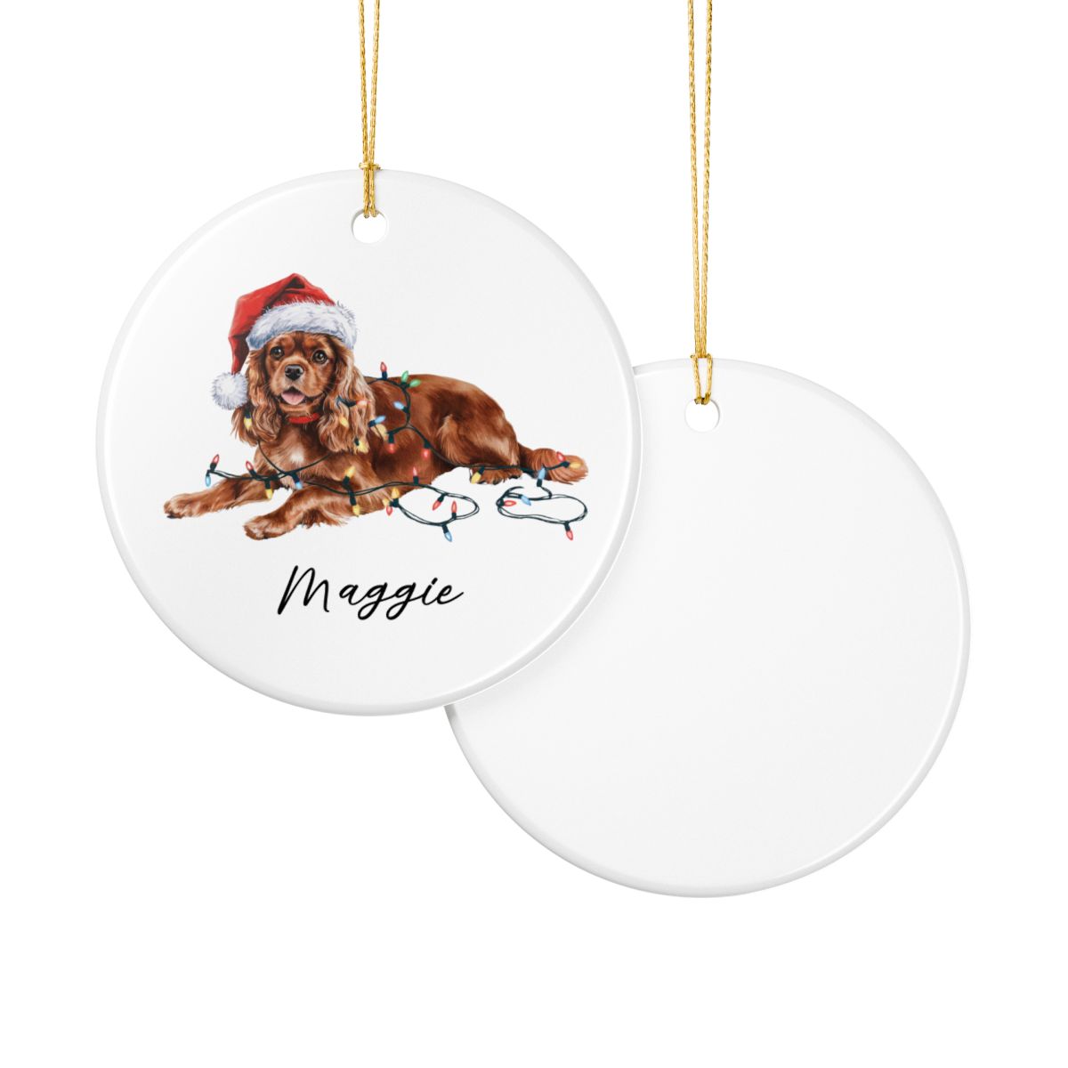 Ruby Cavalier King Charles Spaniel Ornament, Personalized Dog Christmas Decoration, Pet Lover Gift, Custom Holiday Decor
