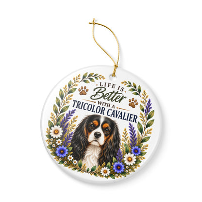 Tricolor Cavalier Ornament, Cavalier King Charles Spaniel Gift, Dog Mom Keepsake, Cavalier Lover Gift