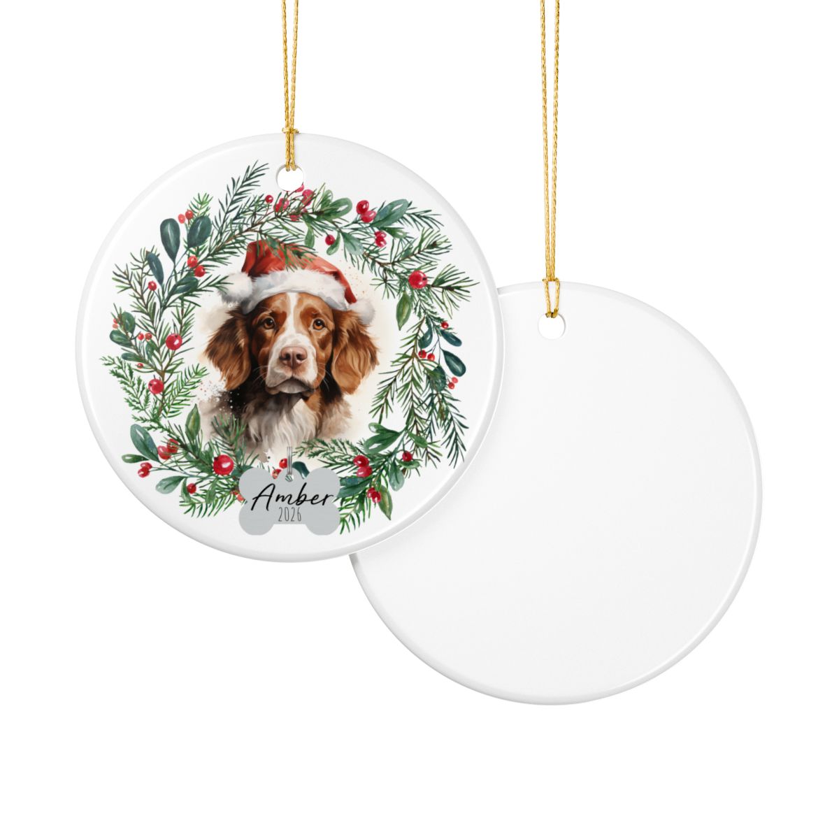 Personalized Brittany Spaniel Christmas Ornament