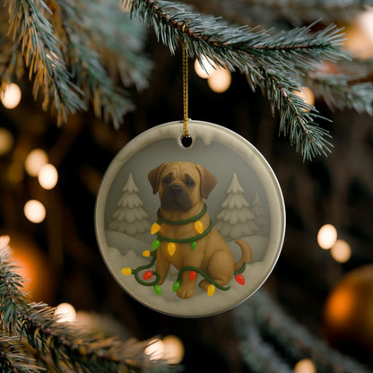 Personalized Mastiff Christmas Ornament, 3D Clay-Style Dog Keepsake with Lights