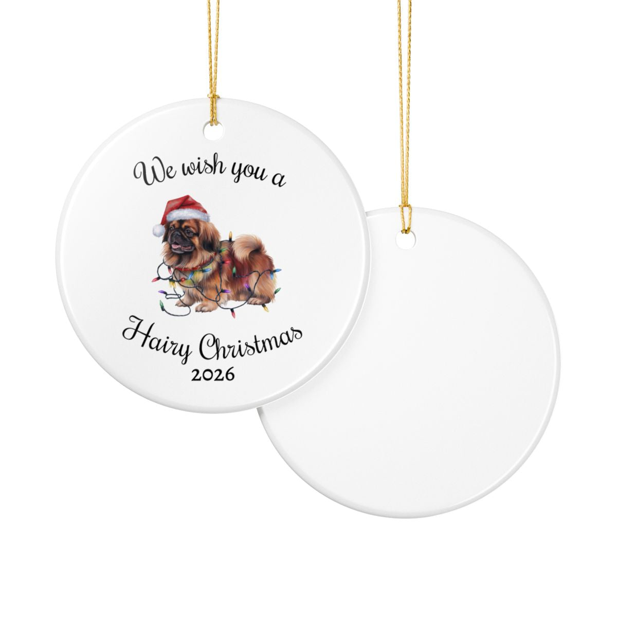 Christmas Pekingese Ornament, Christmas Lights Dog Keepsake