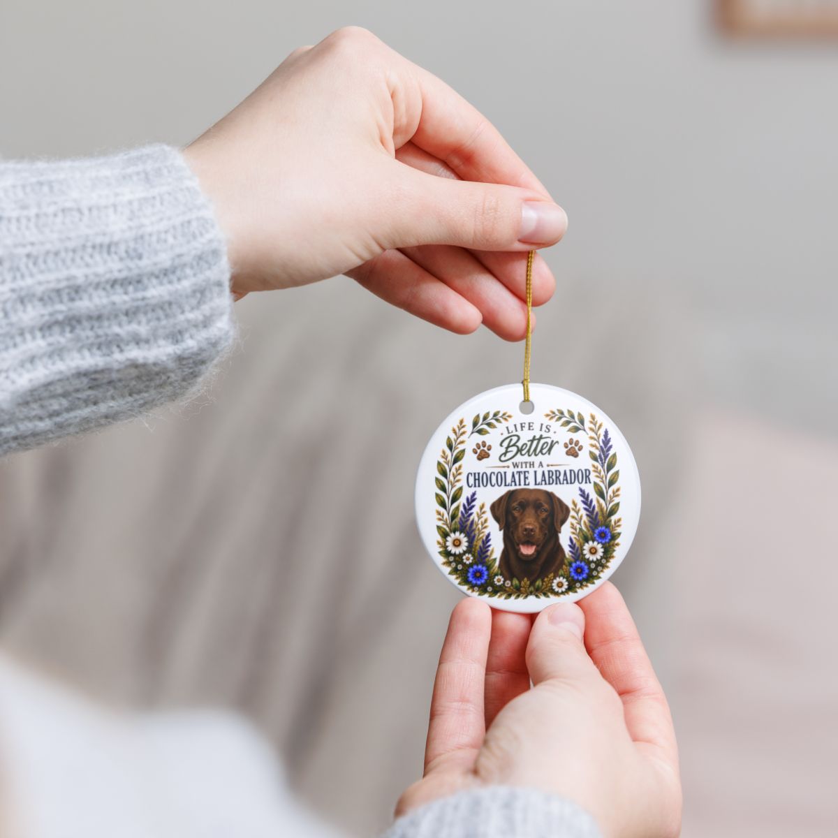 Chocolate Lab Ornament, Labrador Retriever Gift, Chocolate Lab Mom Gift, Dog Lover Keepsake