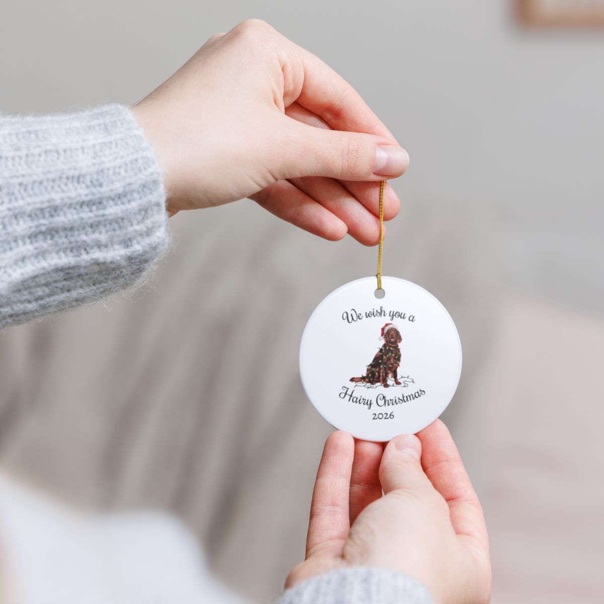 Christmas Irish Setter Ornament, Christmas Lights Dog Keepsake